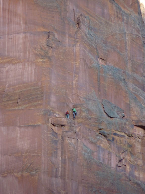 Just rappelled to the fifth belay. (Category:  Rock Climbing)