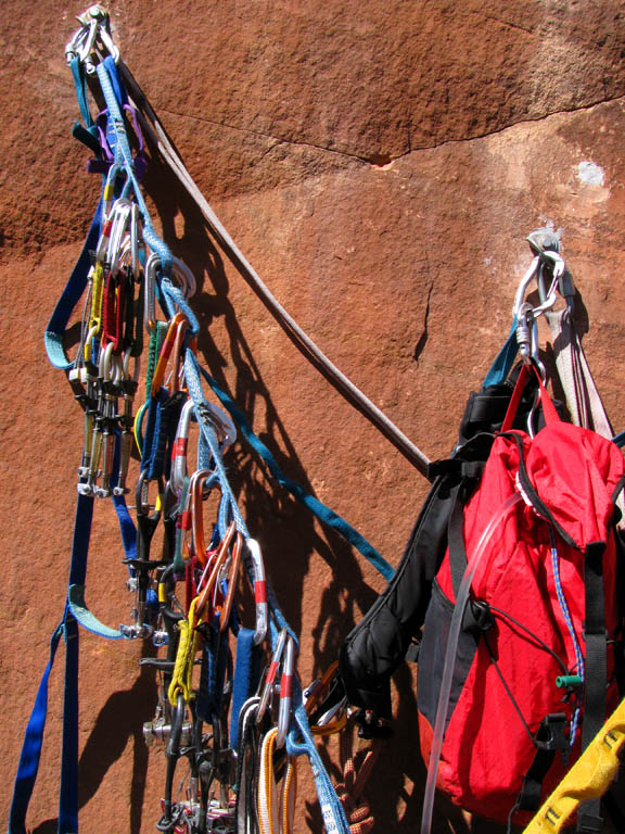 The neatly organized seventh belay. (Category:  Rock Climbing)