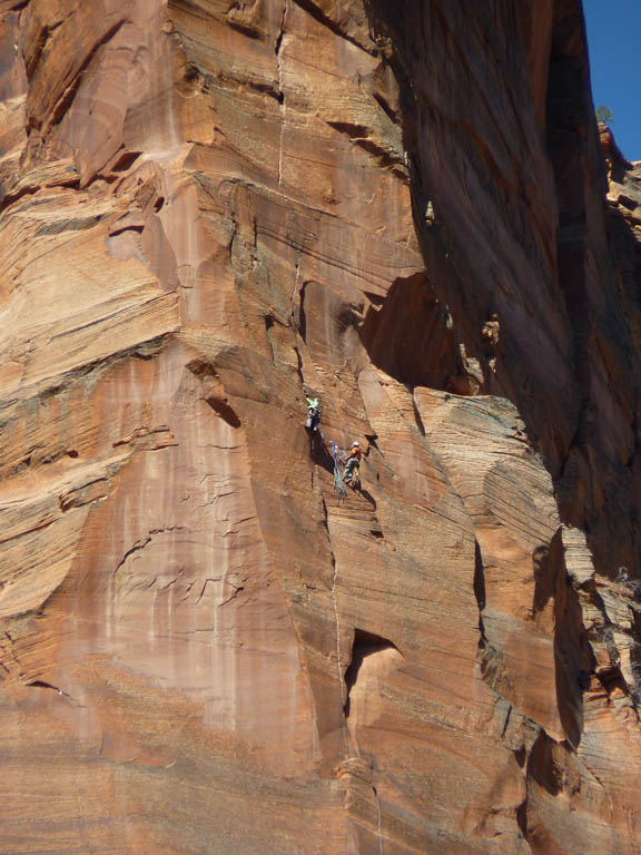 Tammy starting up pitch eight. (Category:  Rock Climbing)