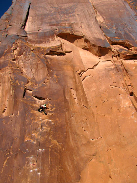 Josh leading Nervous in Suburbia. (Category:  Rock Climbing)