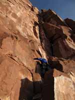 Guy leading p2 on Kor-Ingalls. (Category:  Rock Climbing)