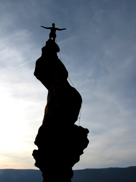 Josh on top of Ancient Art. (Category:  Rock Climbing)