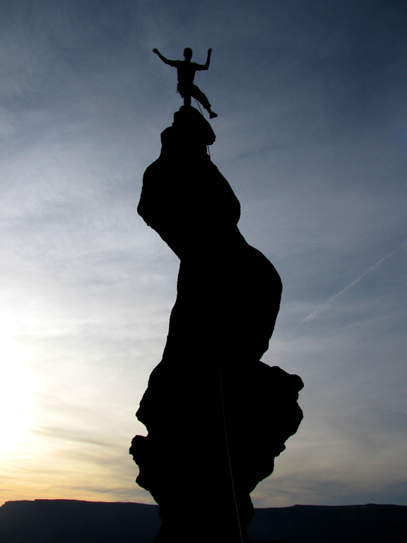 Keith on top of Ancient Art. (Category:  Rock Climbing)