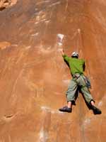 Before the first bolt on Nervous in Suburbia. (Category:  Rock Climbing)