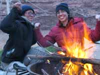 Jon and Melissa after starting their one match fire. (Category:  Rock Climbing)