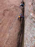 Keith and Guy moving down the canyon. (Category:  Rock Climbing)