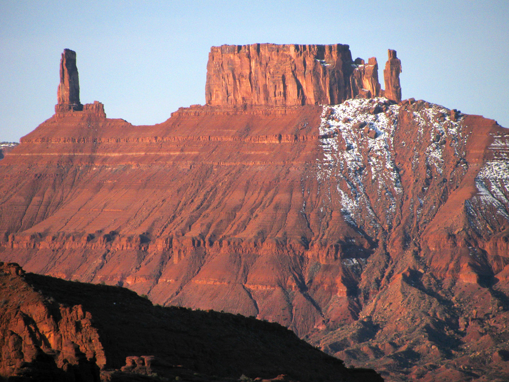 Castleton, The Rectory, The Sisters, and The Priest seen from Ancient Art at sunrise. (Category:  Rock Climbing)