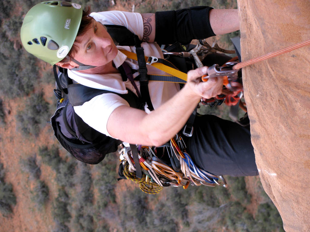 Tammy jugging the second pitch. (Category:  Rock Climbing)