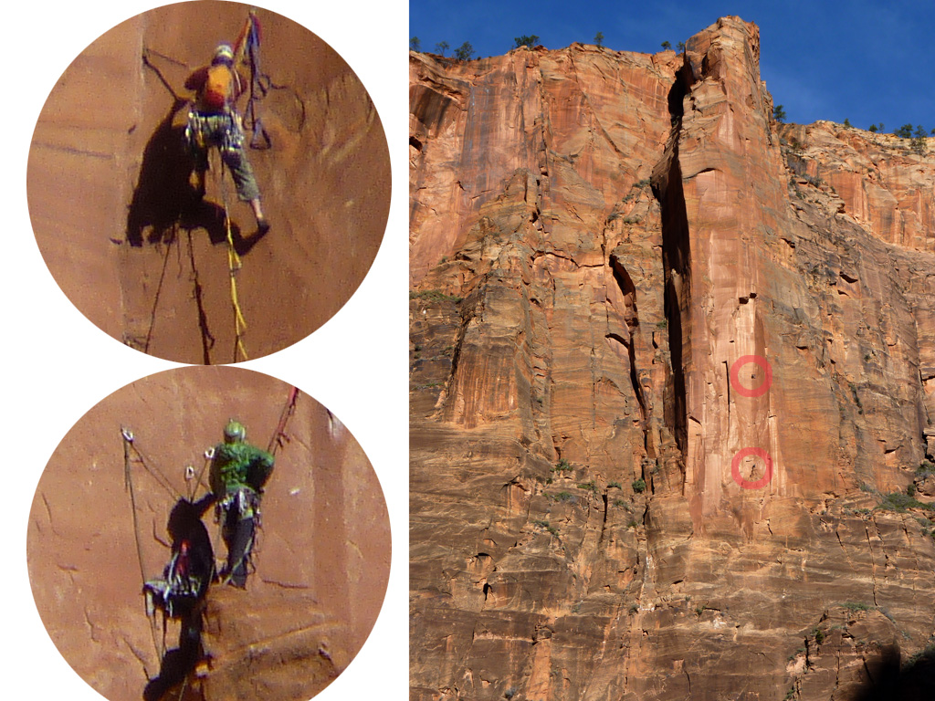 Leading pitch four.  I've just reached the intermediate belay and am about to start the overhanging section. (Category:  Rock Climbing)