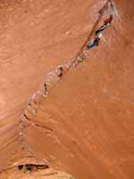 Looking down at the awesomeness of pitch four! (Category:  Rock Climbing)