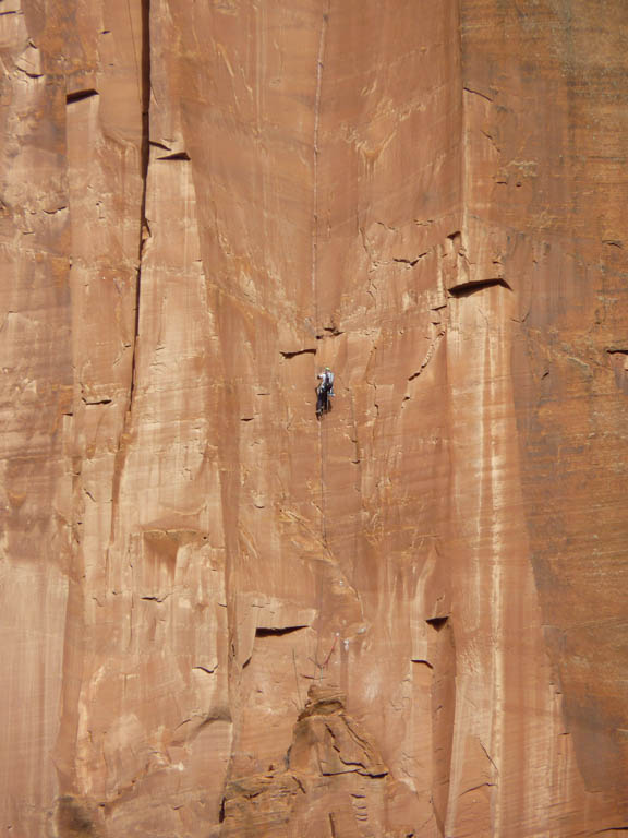 Tammy jugging pitch four. (Category:  Rock Climbing)