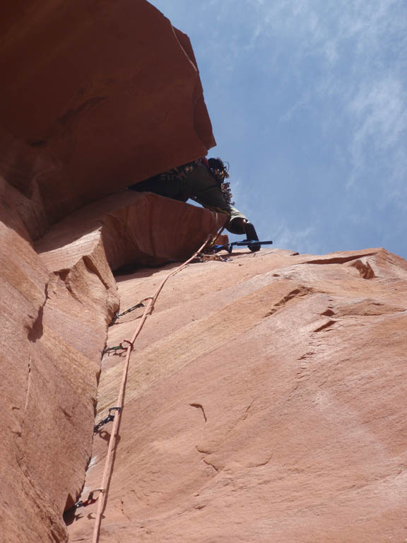 Getting swallowed by the chimney at the start of the fifth pitch. (Category:  Rock Climbing)