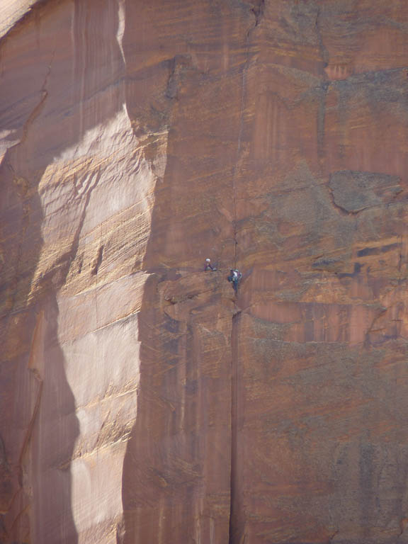 Tammy reaching the fifth belay. (Category:  Rock Climbing)