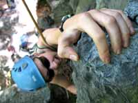 Beth on Kamikaze. (Category:  Rock Climbing)