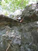 Bridget leading Blustery Day. (Category:  Rock Climbing)