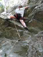 Bridget leading Blustery Day. (Category:  Rock Climbing)