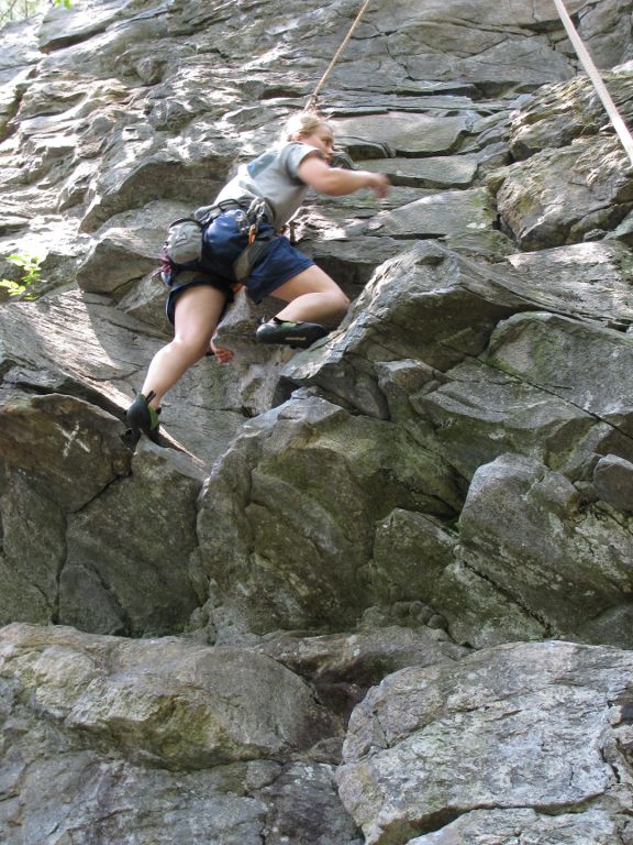 Emily climbing Victim of Love. (Category:  Rock Climbing)