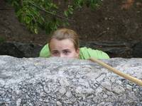 Emily climbing Ken's Crack. (Category:  Rock Climbing)