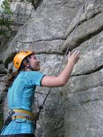 Katie climbing Bunny. (Category:  Rock Climbing)