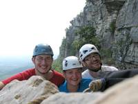 Alex, Carolyn and me on the High Exposure ledge. (Category:  Rock Climbing)