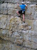 Carolyn on Ent's Line. (Category:  Rock Climbing)