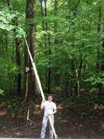 Andy with a big chunk of tree. (Category:  Rock Climbing)