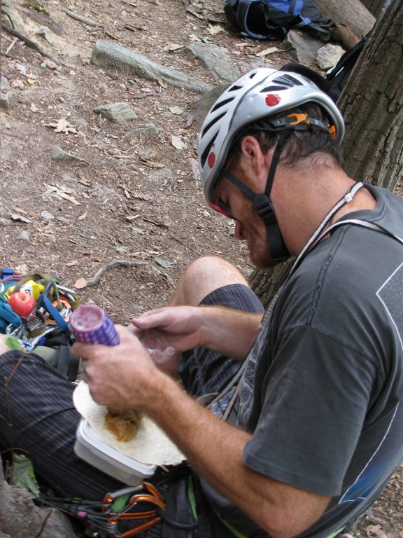 Emily took many embarrassing pictures of me eating lunch. (Category:  Rock Climbing)