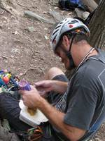 Emily took many embarrassing pictures of me eating lunch. (Category:  Rock Climbing)