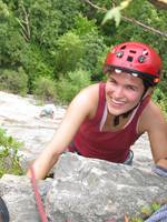 Liz finishing the second pitch of Beginner's Delight. (Category:  Rock Climbing)