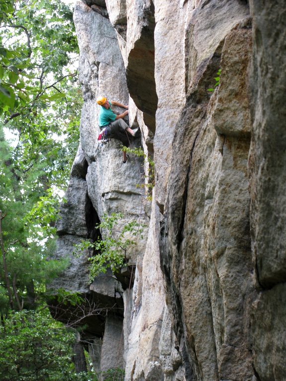 Keith leading some hard 11 left of Simple Suff. (Category:  Rock Climbing)