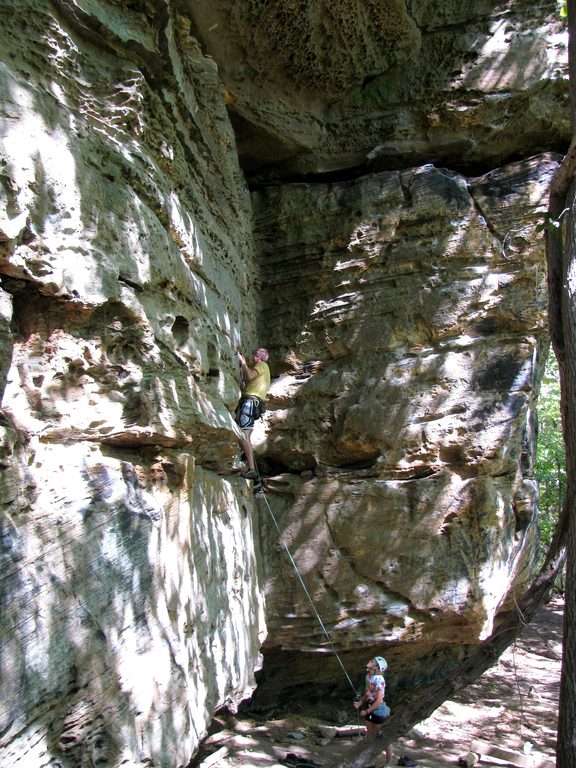 Guy leading Raindancer. (Category:  Rock Climbing)