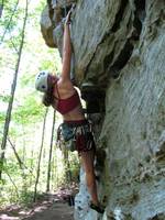 Katie leading Riding The Short Buzz. (Category:  Rock Climbing)