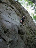 Katie cleaning Burning Bush. (Category:  Rock Climbing)