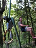 Guy lowering off Twinkie. (Category:  Rock Climbing)