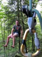 Guy lowering off Twinkie. (Category:  Rock Climbing)