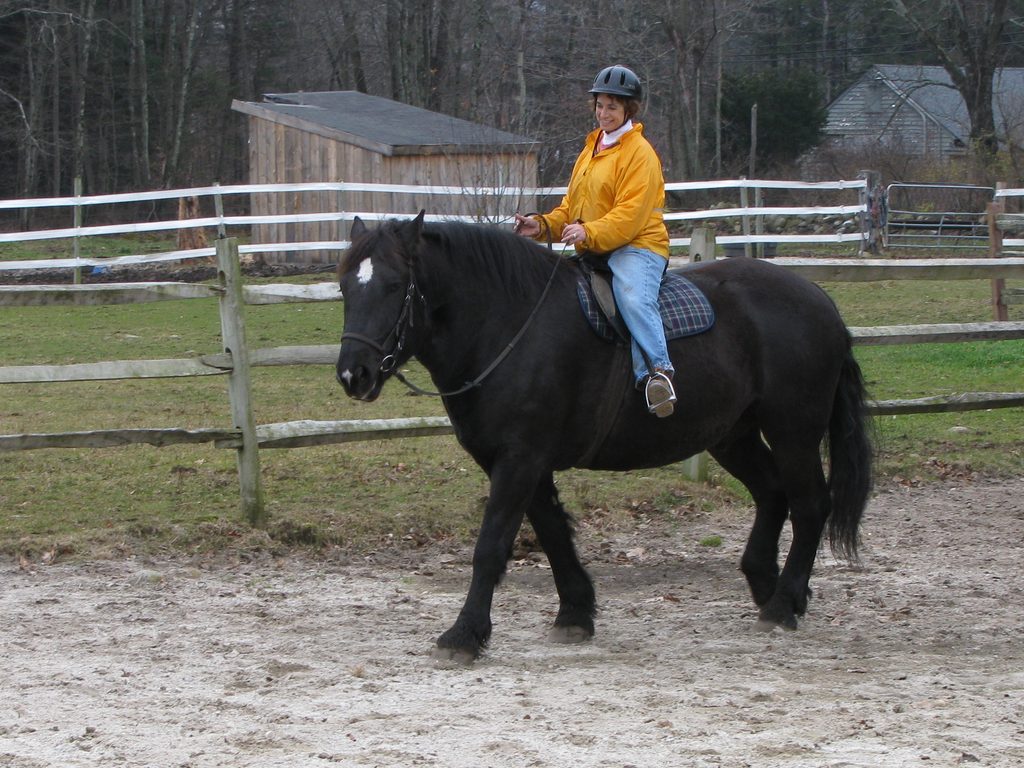 Mom riding Slick. (Category:  Family)