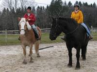 Me and Mom riding Bronson and Slick. (Category:  Family)