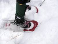 Emily's new snowshoes. (Category:  Snowshoeing)