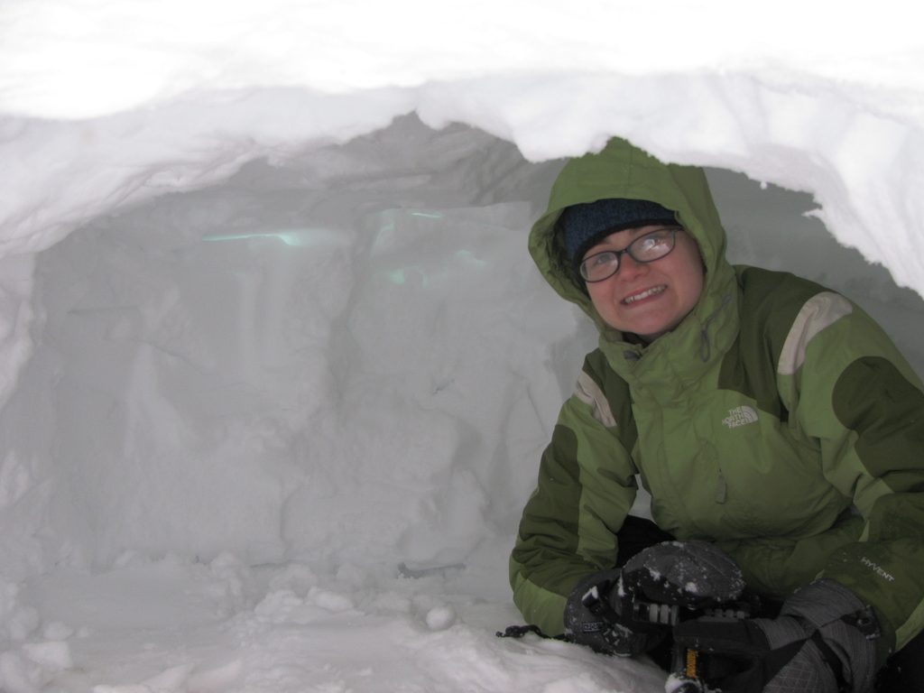 One person on the outside taking pictures (and ready to help if it collapses). (Category:  Camping)