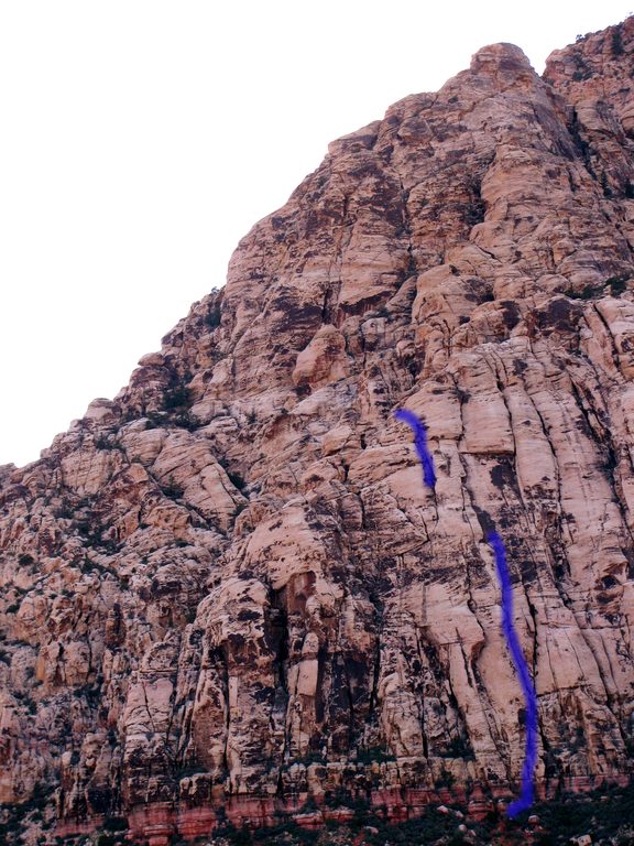 Angel Food Wall with Tunnel Vision shown in blue. (Category:  Rock Climbing)