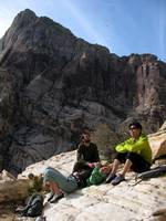 Josh, Zoe and Aramy on Solar Slab ledge. (Category:  Rock Climbing)