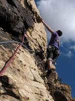 Jack leading Johnny Vegas. (Category:  Rock Climbing)