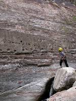 Aramy belaying. (Category:  Rock Climbing)