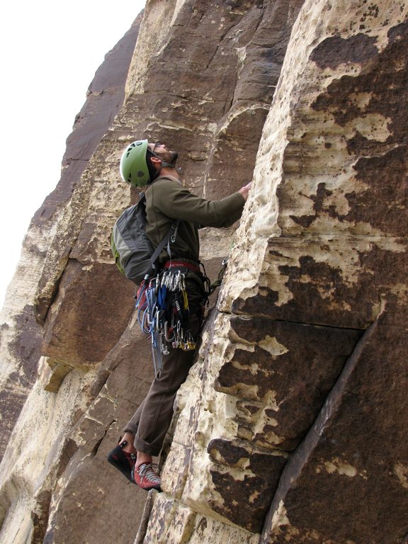 Josh climbing Frogland. (Category:  Rock Climbing)