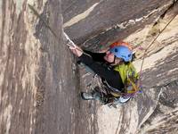 Zoe climbing Frogland. (Category:  Rock Climbing)