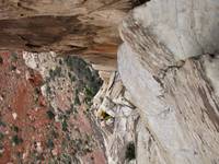 Zoe almost at the top of Frogland. (Category:  Rock Climbing)