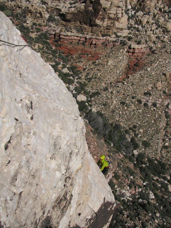 Aramy on the third pitch of Lotta Balls. (Category:  Rock Climbing)