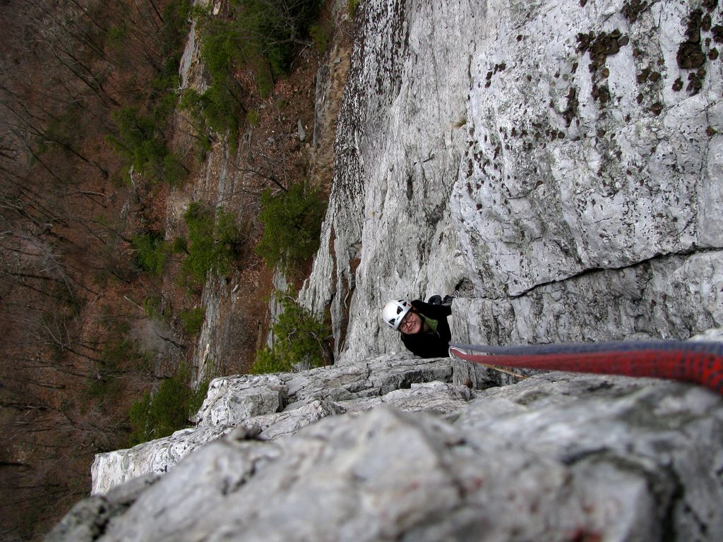 Emily in the big corner on Westward Ha. (Category:  Rock Climbing)