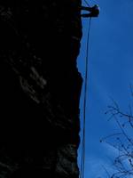 Emily rappelling Feast of Fools. (Category:  Rock Climbing)