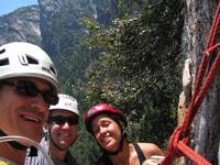 Me, Brad and Jeanine on the East Buttress of Middle Cathedral. (Category:  Rock Climbing, Tree Climbing)